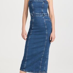 Good American Stretch-Denim Tube Midi Dress